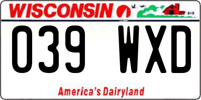 WI license plate 039WXD
