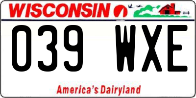 WI license plate 039WXE