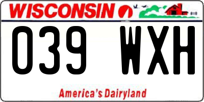 WI license plate 039WXH