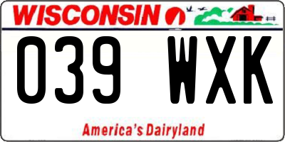 WI license plate 039WXK