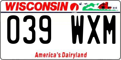 WI license plate 039WXM