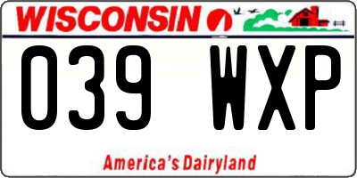WI license plate 039WXP