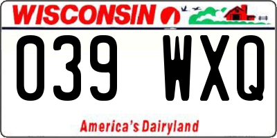WI license plate 039WXQ