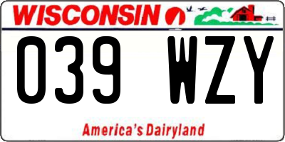 WI license plate 039WZY