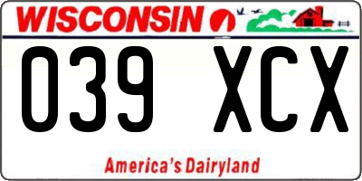 WI license plate 039XCX