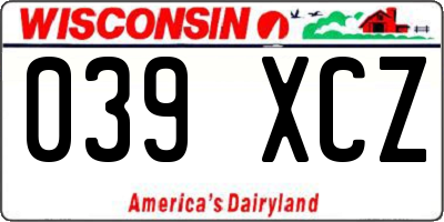 WI license plate 039XCZ