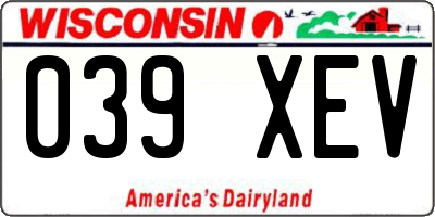 WI license plate 039XEV