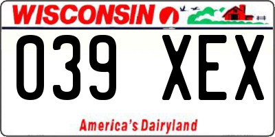 WI license plate 039XEX