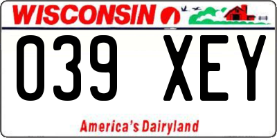 WI license plate 039XEY