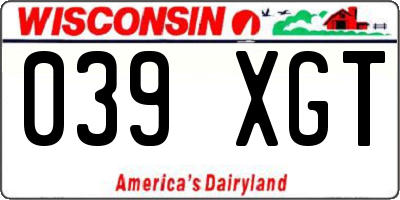 WI license plate 039XGT
