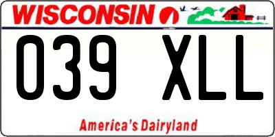 WI license plate 039XLL