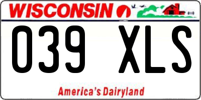 WI license plate 039XLS