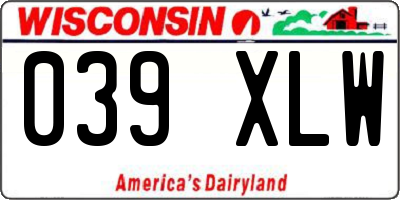 WI license plate 039XLW