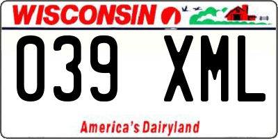 WI license plate 039XML