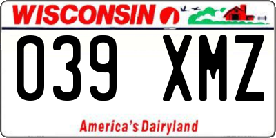 WI license plate 039XMZ