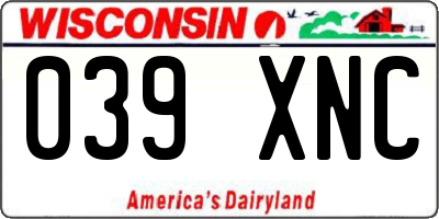 WI license plate 039XNC