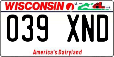 WI license plate 039XND
