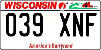 WI license plate 039XNF