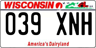 WI license plate 039XNH