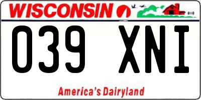 WI license plate 039XNI