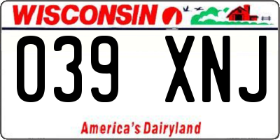 WI license plate 039XNJ