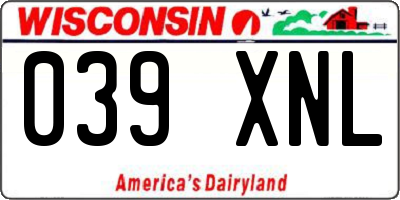 WI license plate 039XNL