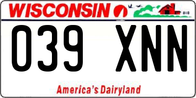 WI license plate 039XNN
