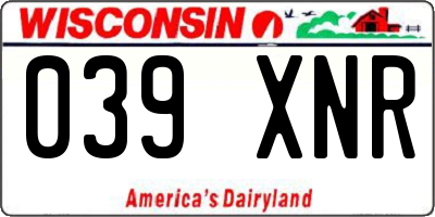 WI license plate 039XNR