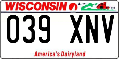 WI license plate 039XNV