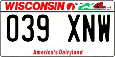 WI license plate 039XNW