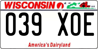 WI license plate 039XOE
