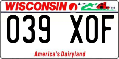 WI license plate 039XOF