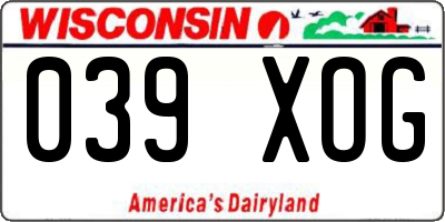 WI license plate 039XOG