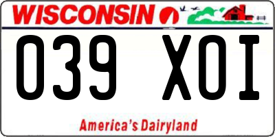 WI license plate 039XOI