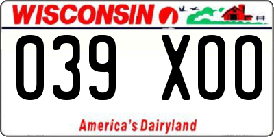 WI license plate 039XOO