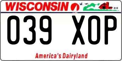 WI license plate 039XOP