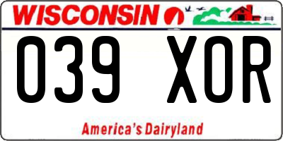 WI license plate 039XOR