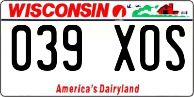 WI license plate 039XOS