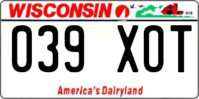 WI license plate 039XOT