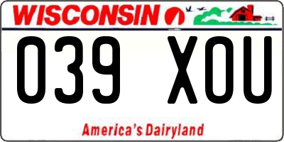 WI license plate 039XOU