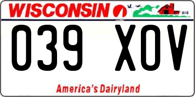 WI license plate 039XOV