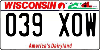 WI license plate 039XOW