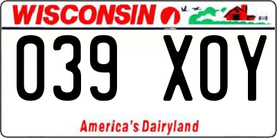 WI license plate 039XOY