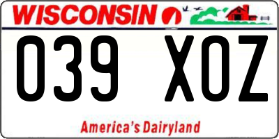 WI license plate 039XOZ