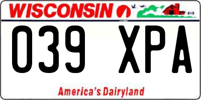 WI license plate 039XPA
