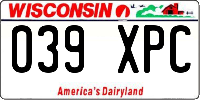 WI license plate 039XPC