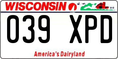 WI license plate 039XPD