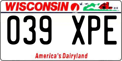 WI license plate 039XPE