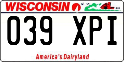 WI license plate 039XPI