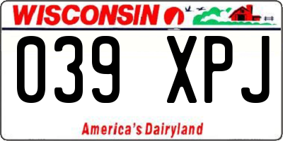 WI license plate 039XPJ